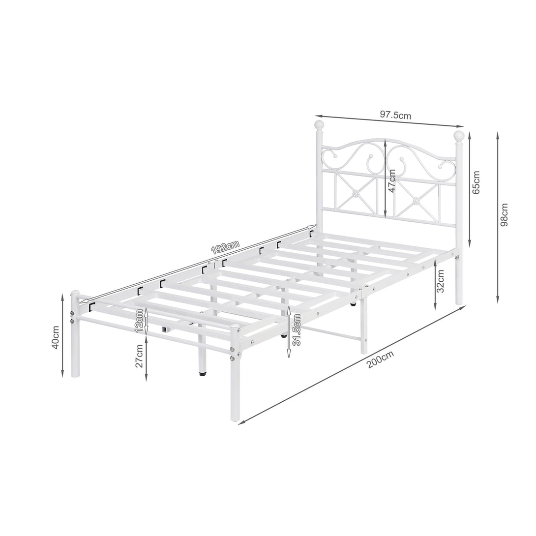 Ruby Single Metal Bed Frame - White