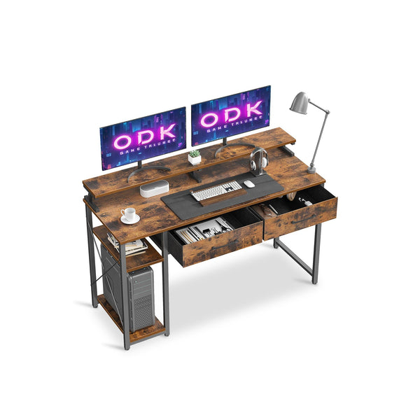 Gael 100cm Computer Desk with 2 Drawers - Rustic Brown
