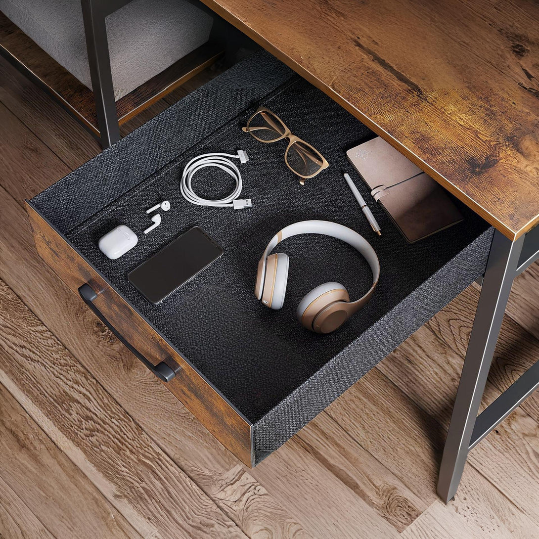 Gael 100cm Computer Desk with 2 Drawers - Rustic Brown