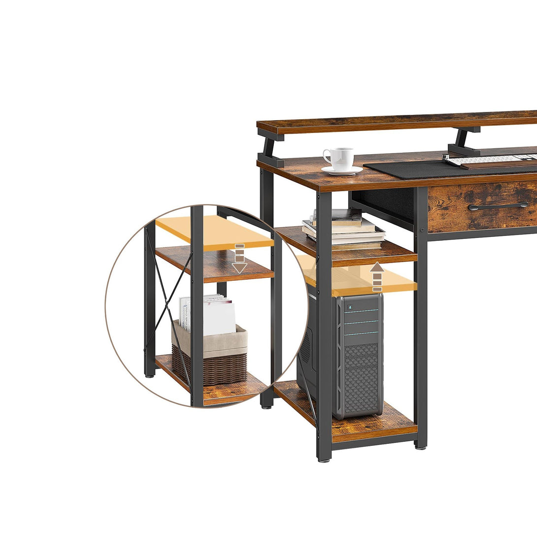 Gael 120cm Computer Desk with 2 Drawers - Rustic Brown