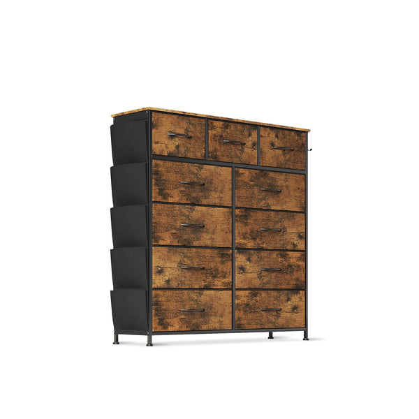 Paisley 11 Drawers Tallboy with Storage Bag - Rustic Brown