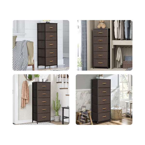 Hailey 5 Drawers Tallboy - Brown