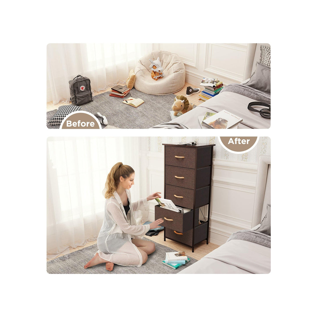 Hailey 5 Drawers Tallboy - Brown