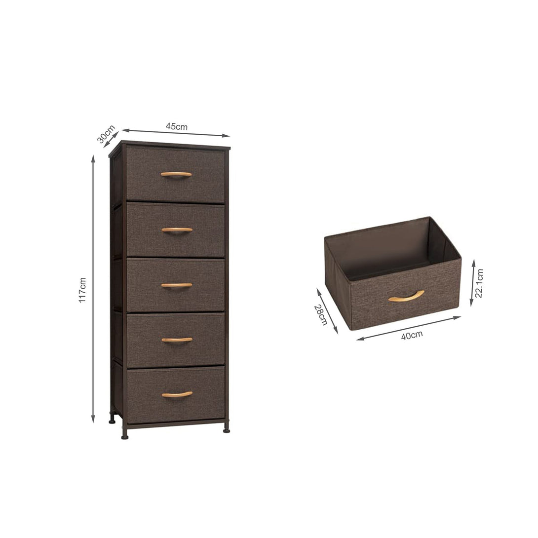 Hailey 5 Drawers Tallboy - Brown