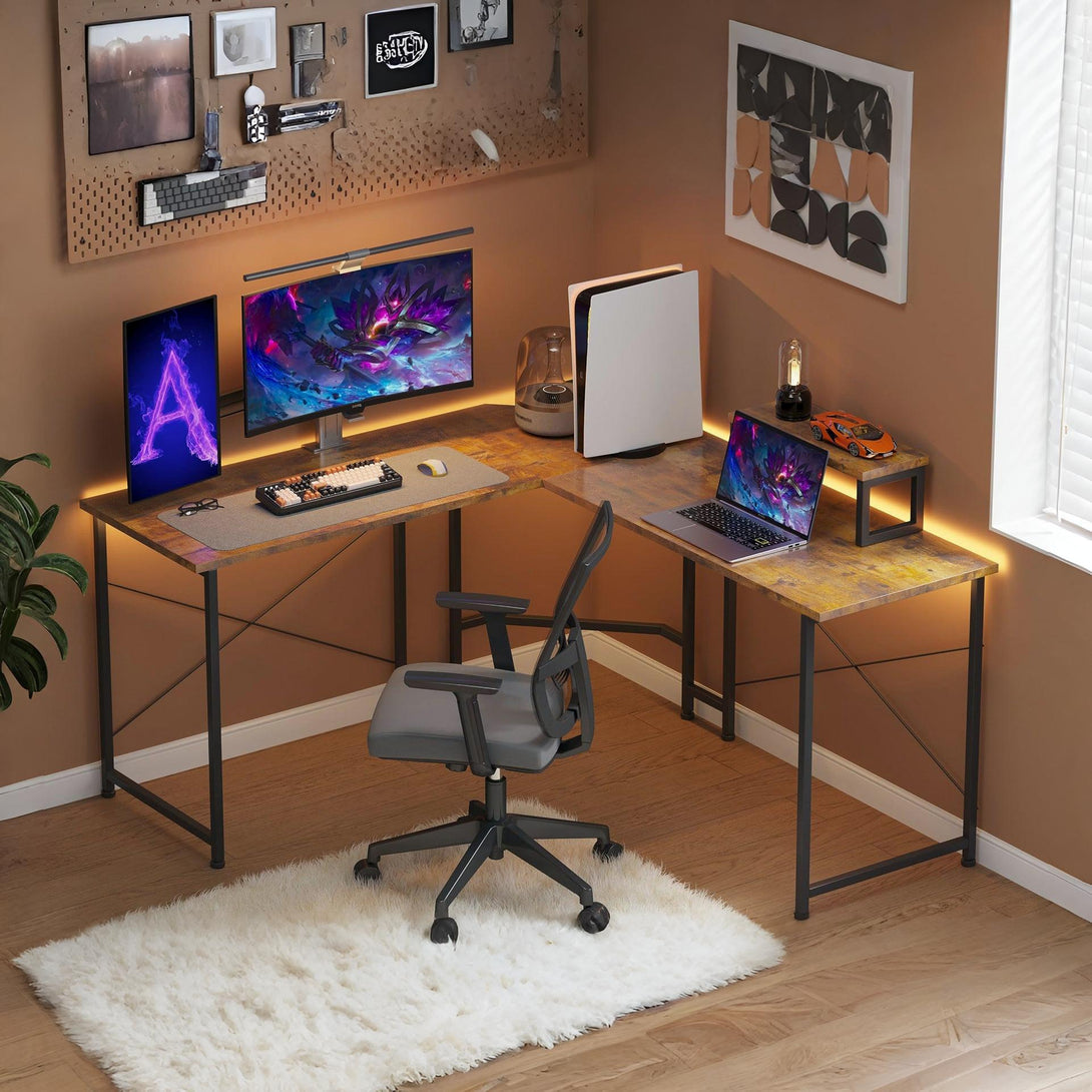 Marcus Gaming Corner Desk - Rustic Brown