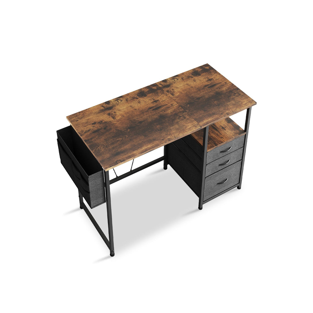 Thiago 100cm Computer Desk with 3 Drawers - Rustic Brown