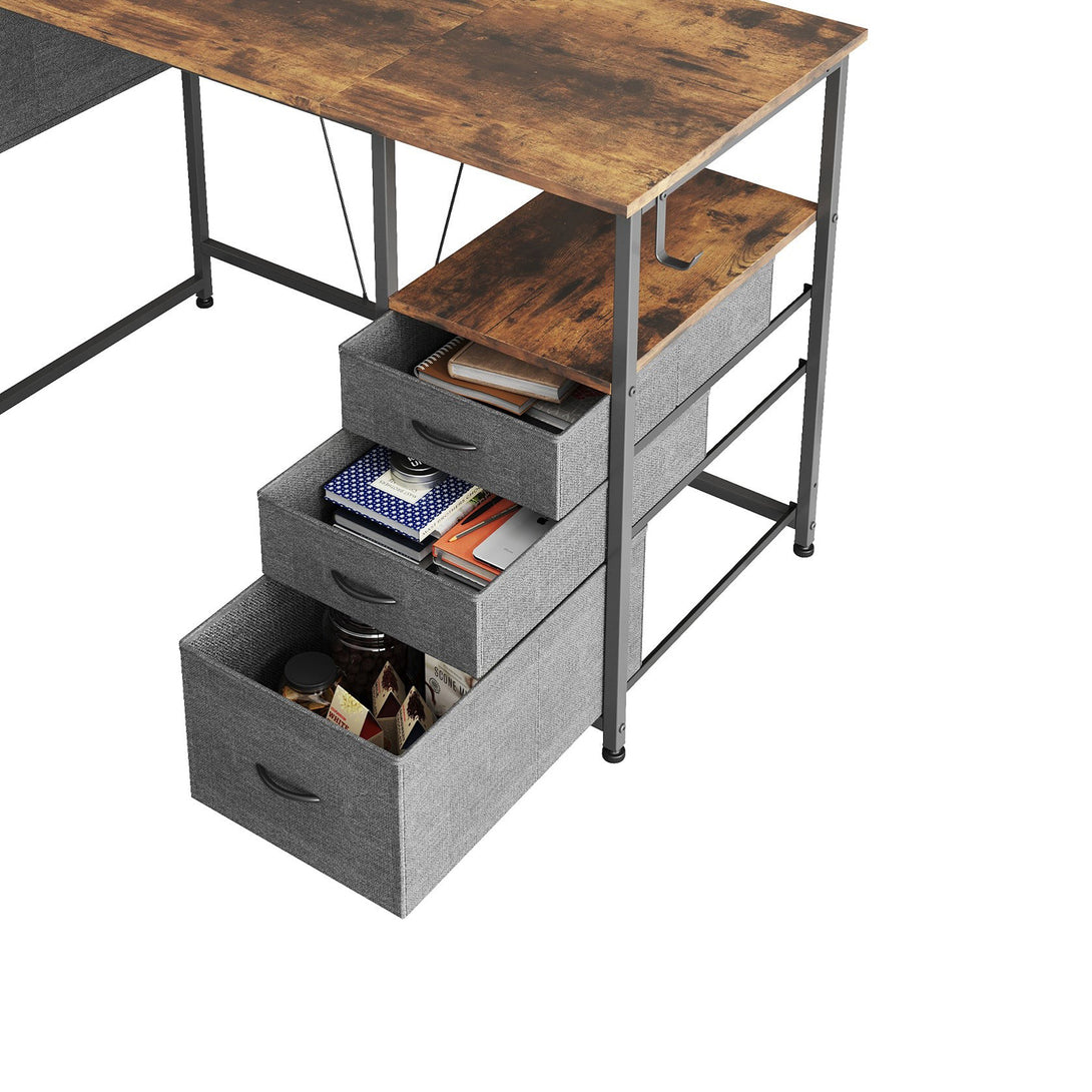 Thiago 100cm Computer Desk with 3 Drawers - Rustic Brown