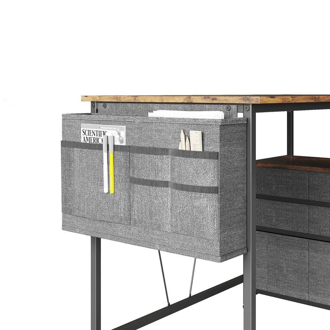 Thiago 100cm Computer Desk with 3 Drawers - Rustic Brown
