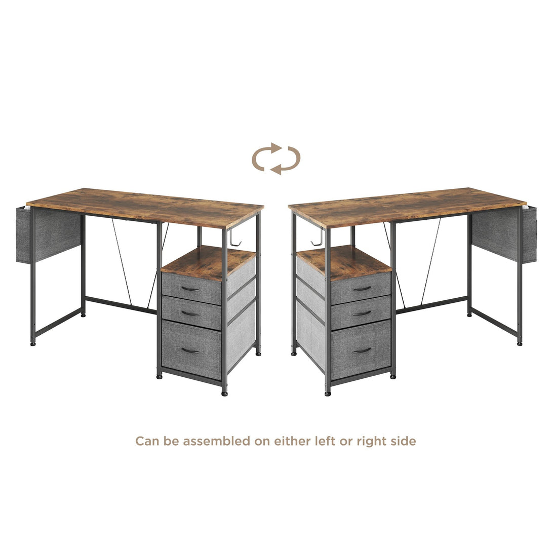 Thiago 100cm Computer Desk with 3 Drawers - Rustic Brown