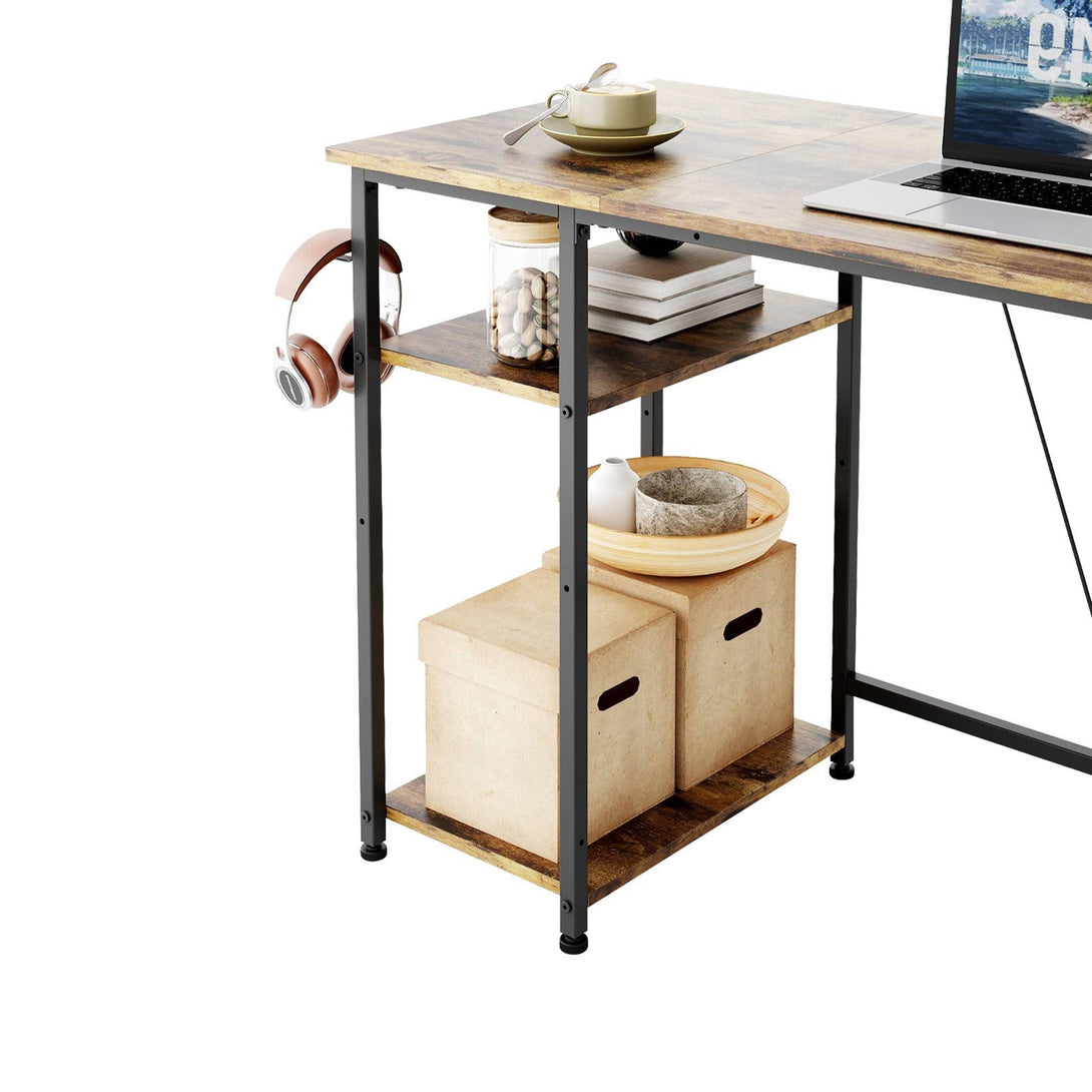 Justin 100cm Computer Desk with Storage Bag - Rustic Brown