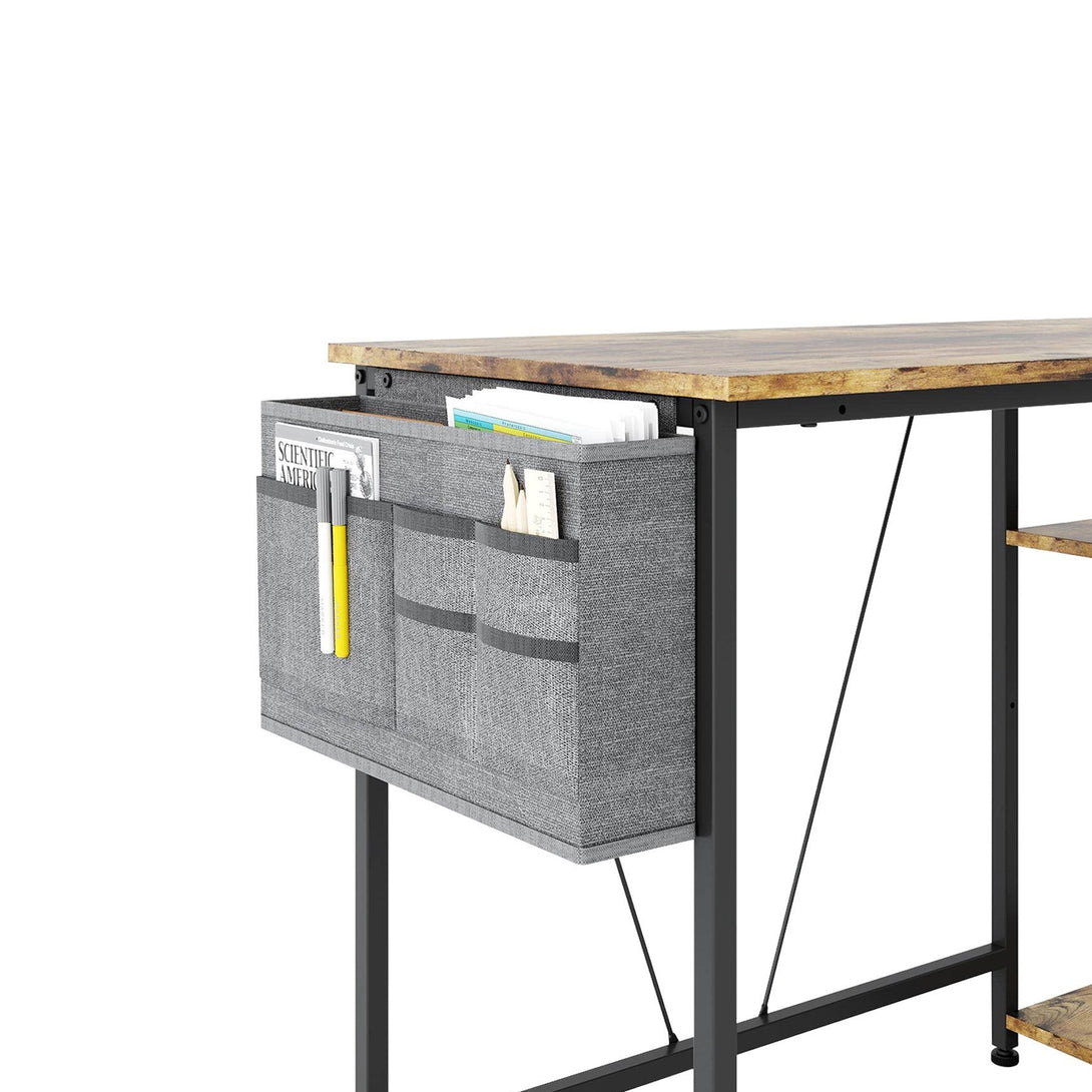 Justin 100cm Computer Desk with Storage Bag - Rustic Brown