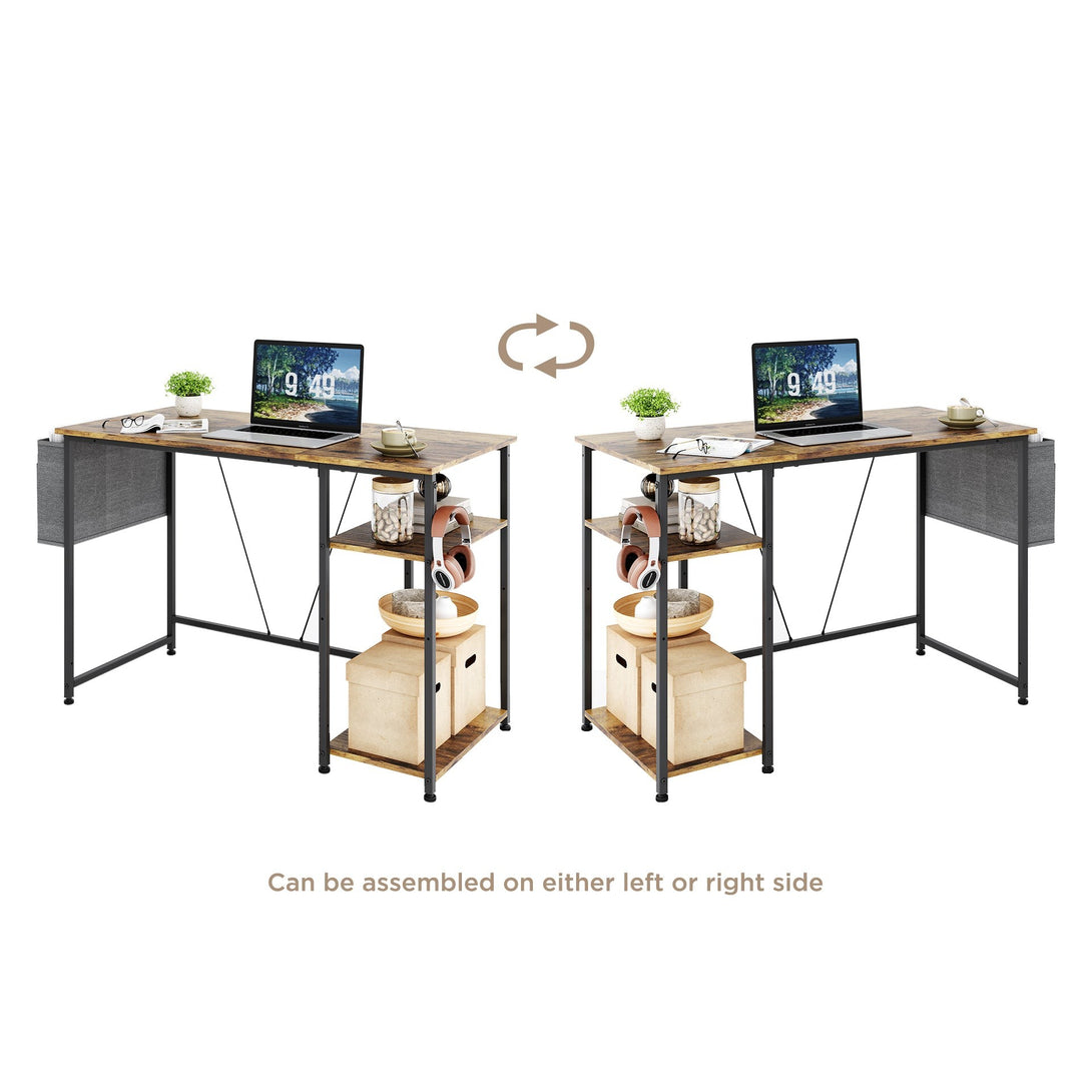 Justin 100cm Computer Desk with Storage Bag - Rustic Brown