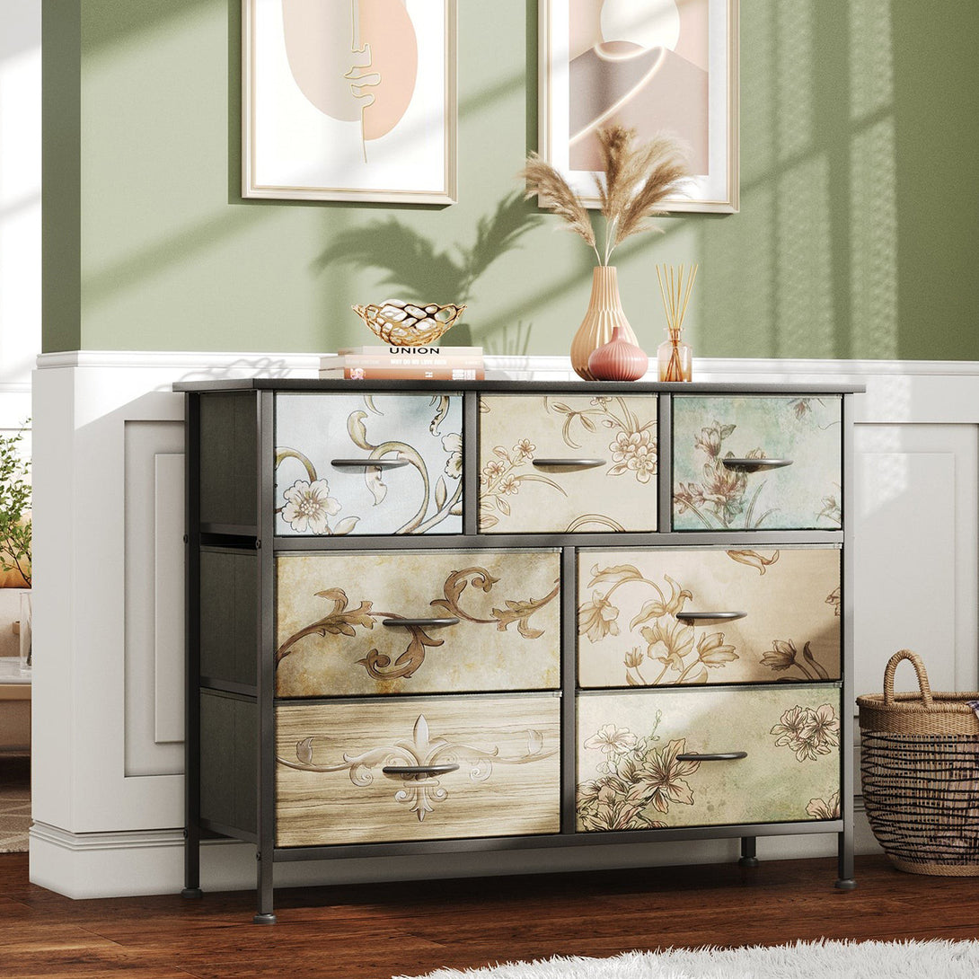 Madilyn 7 Drawers Lowboy - Black + Mix