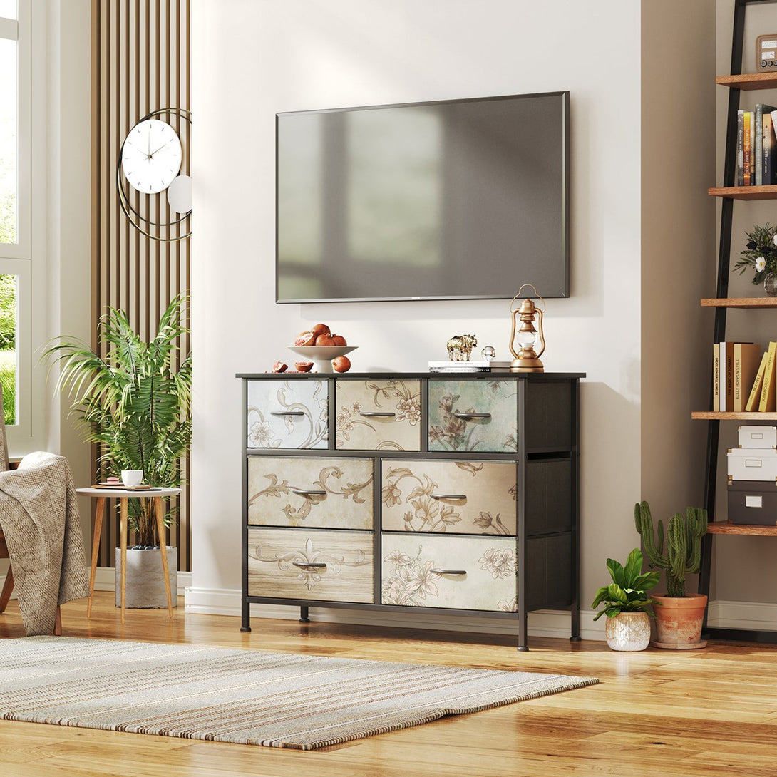Madilyn 7 Drawers Lowboy - Black + Mix