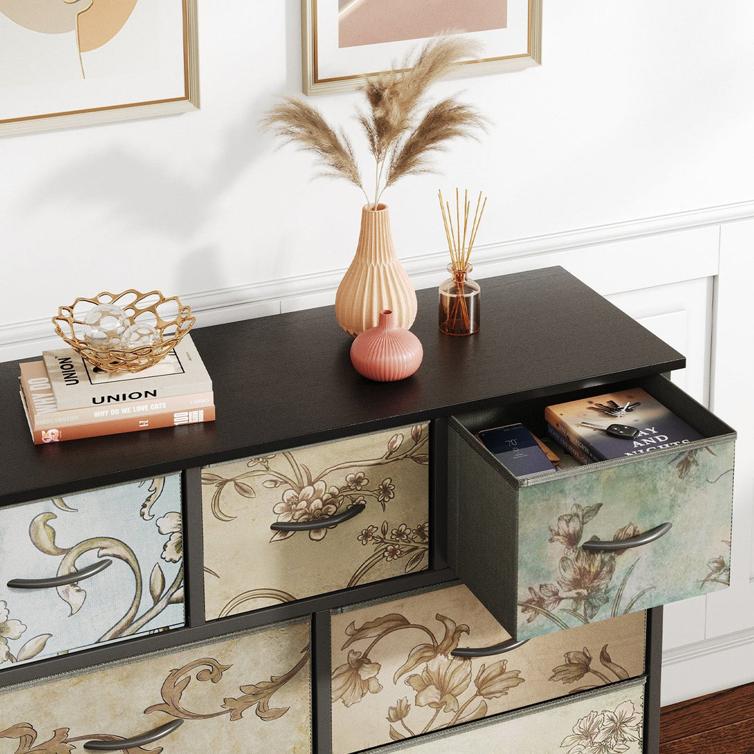 Madilyn 7 Drawers Lowboy - Black + Mix