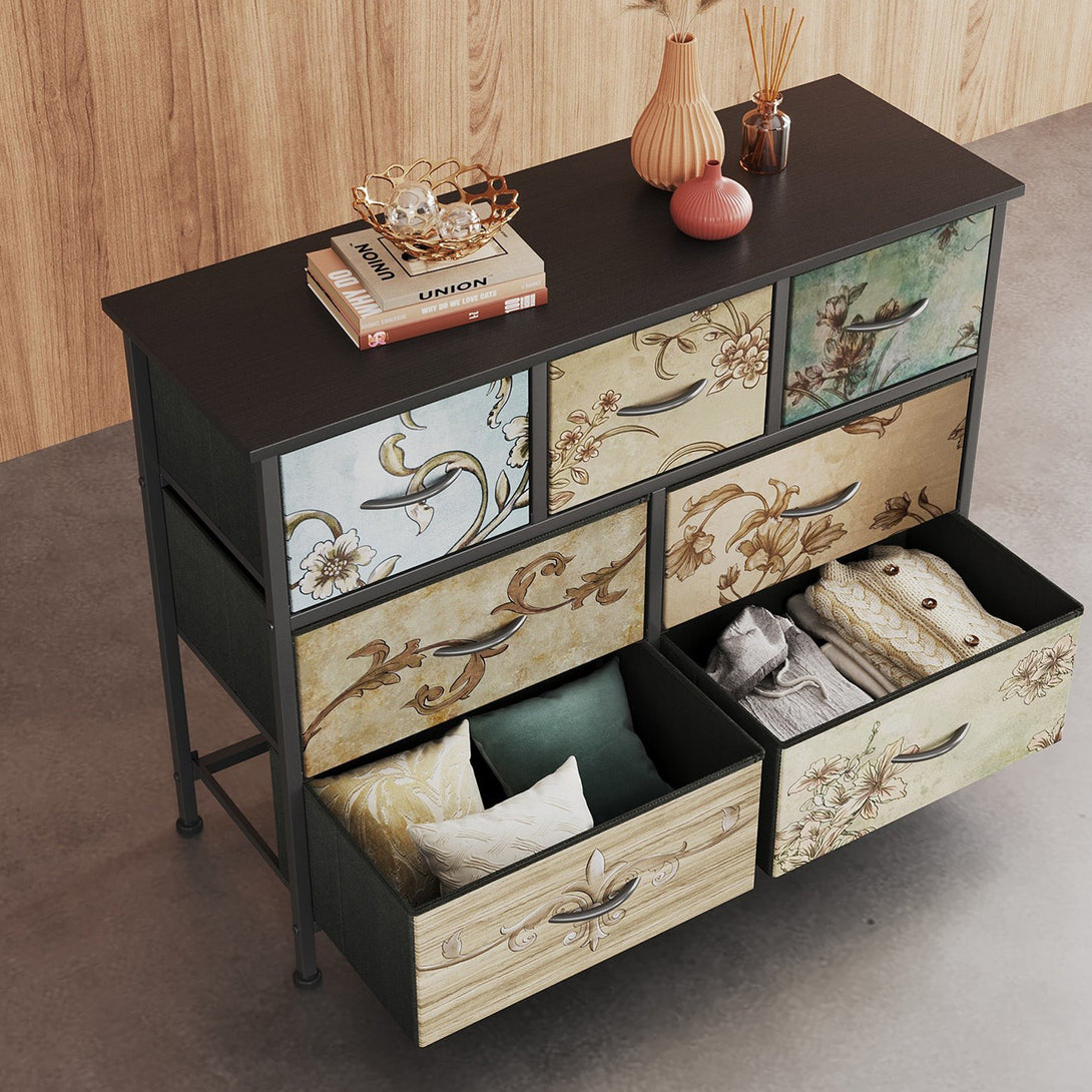 Madilyn 7 Drawers Lowboy - Black + Mix