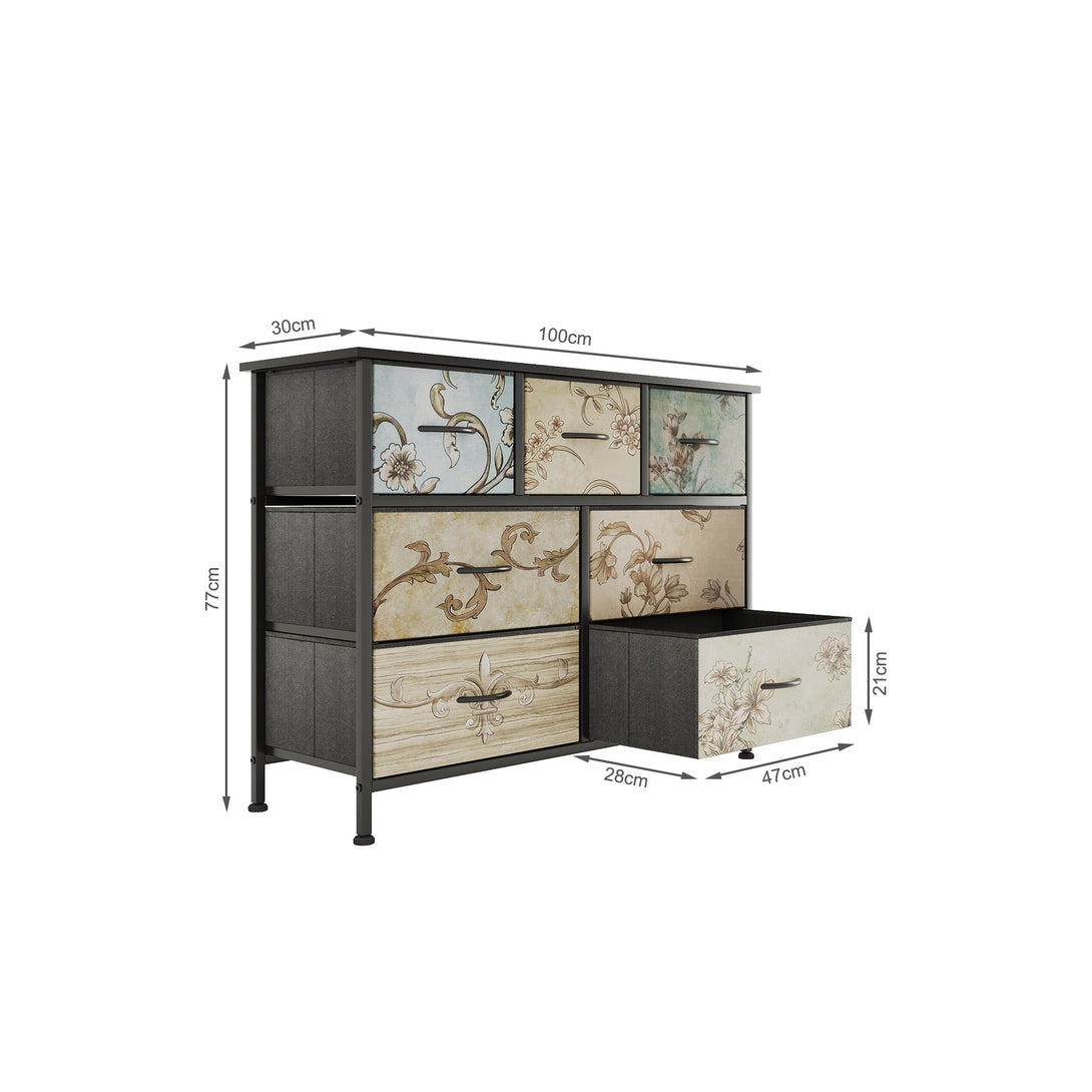 Madilyn 7 Drawers Lowboy - Black + Mix