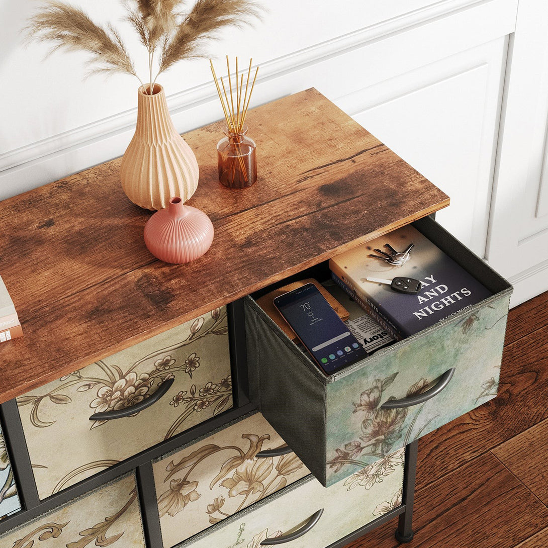 Madilyn 7 Drawers Lowboy - Rustic Brown + Mix
