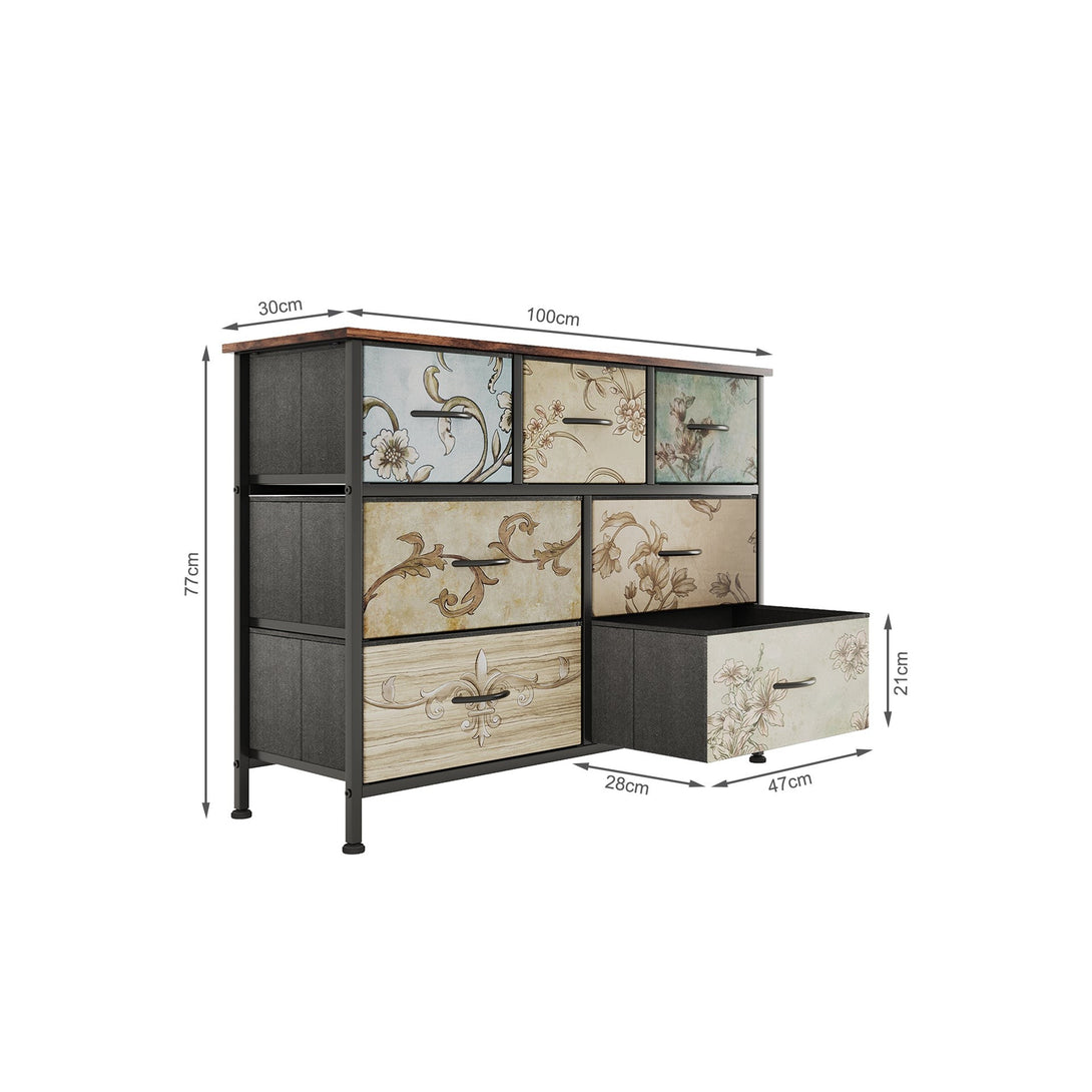 Madilyn 7 Drawers Lowboy - Rustic Brown + Mix