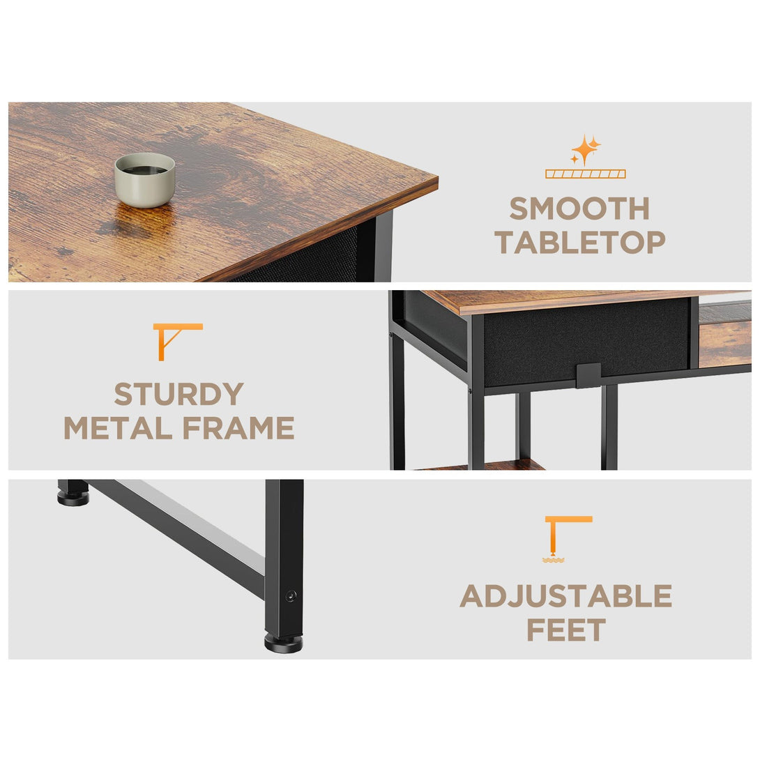 Richard 120m Computer Desk With Bookshelf - Rustic Brown