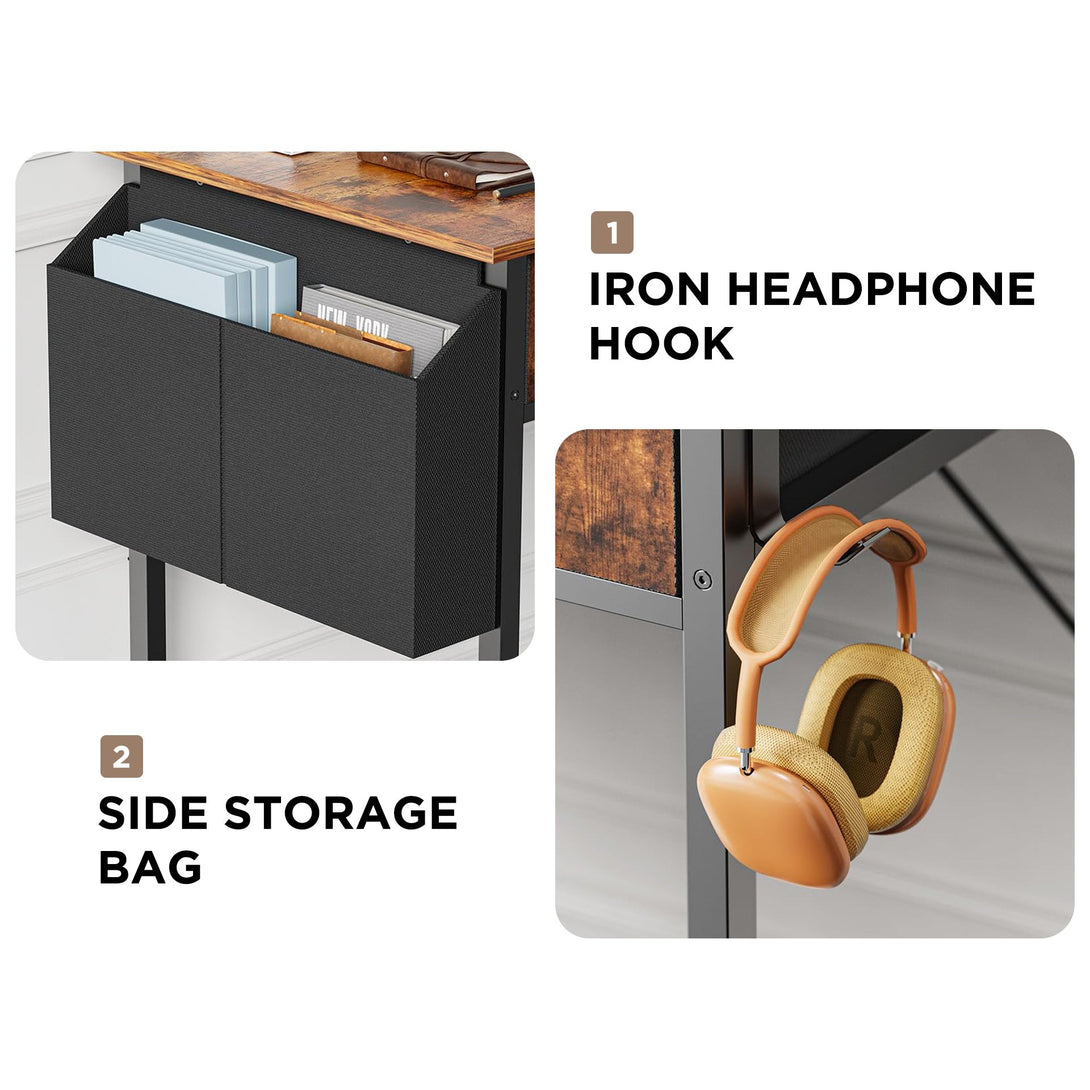 Kaleb 80cm Computer Desk with 2 Drawers - Rustic Brown