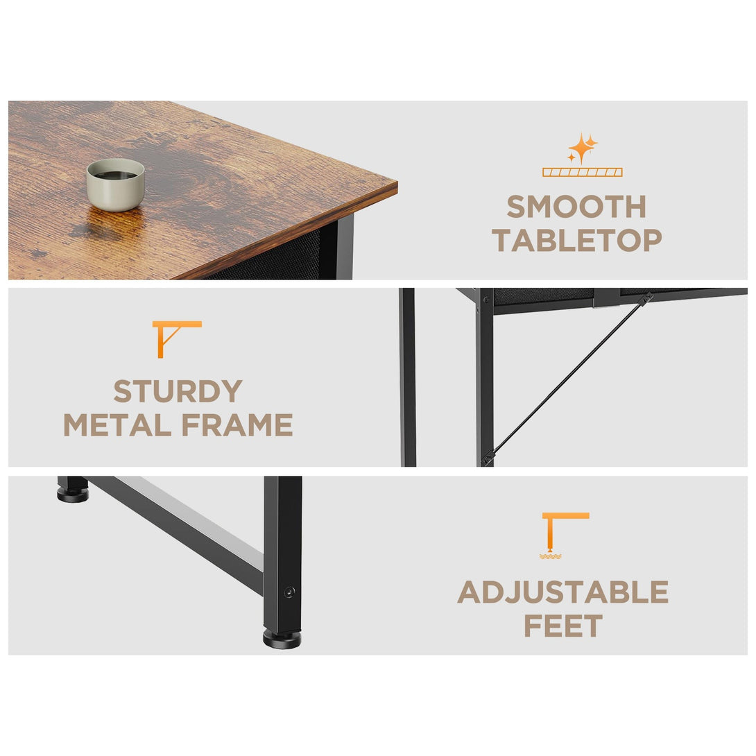 Kaleb 80cm Computer Desk with 2 Drawers - Rustic Brown