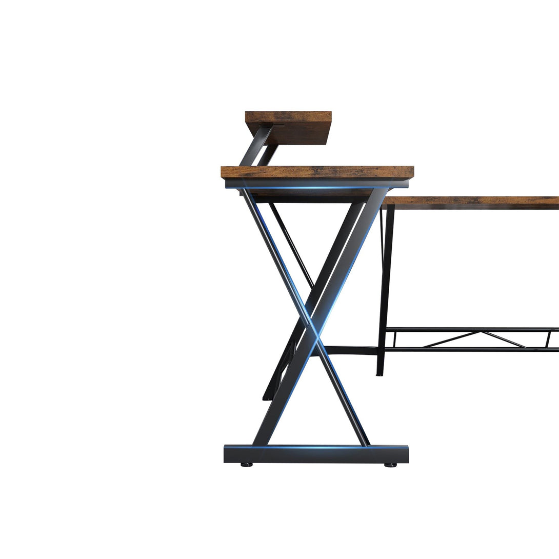 Callan Computer Corner Desk with Storage Bag - Rustic Brown