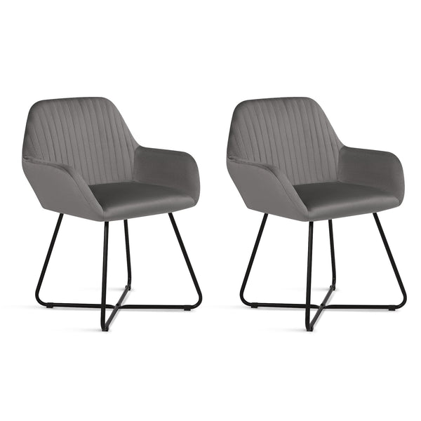 Jesus Velvet Upholstery Dining Chairs - Set of 2 - Grey