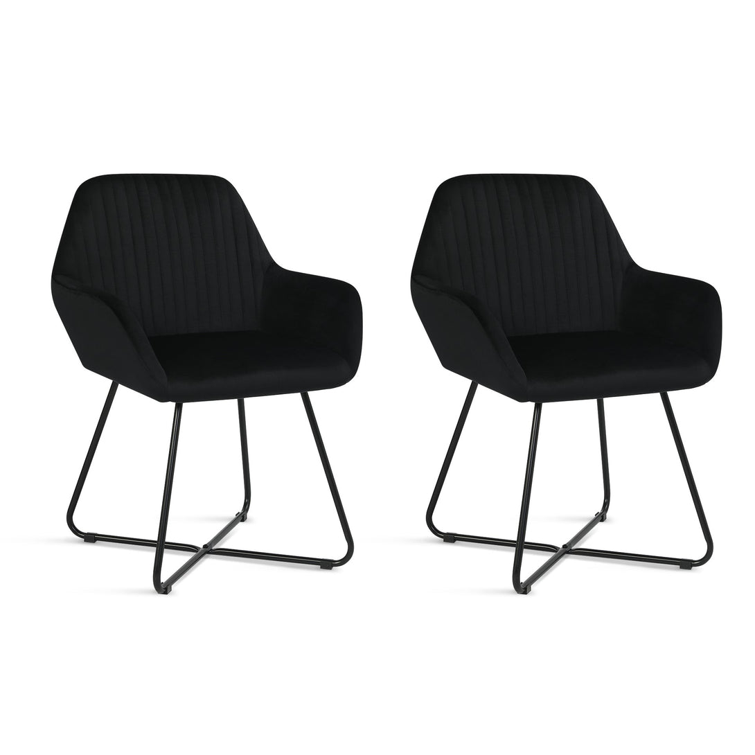 Jesus Velvet Upholstery Dining Chairs - Set of 2 - Black