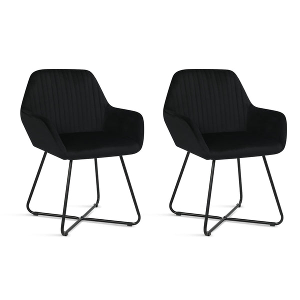 Jesus Velvet Upholstery Dining Chairs - Set of 2 - Black
