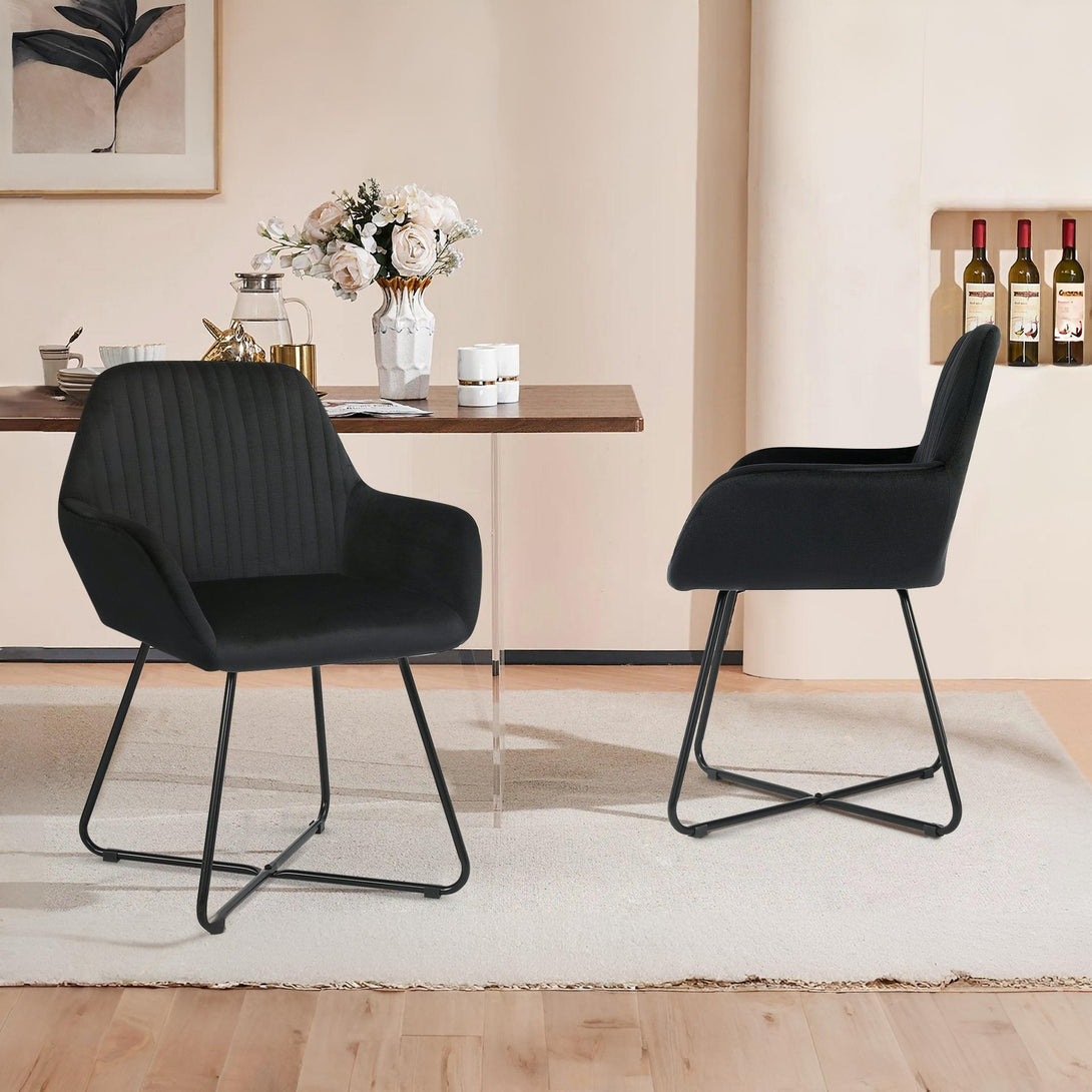 Jesus Velvet Upholstery Dining Chairs - Set of 2 - Black