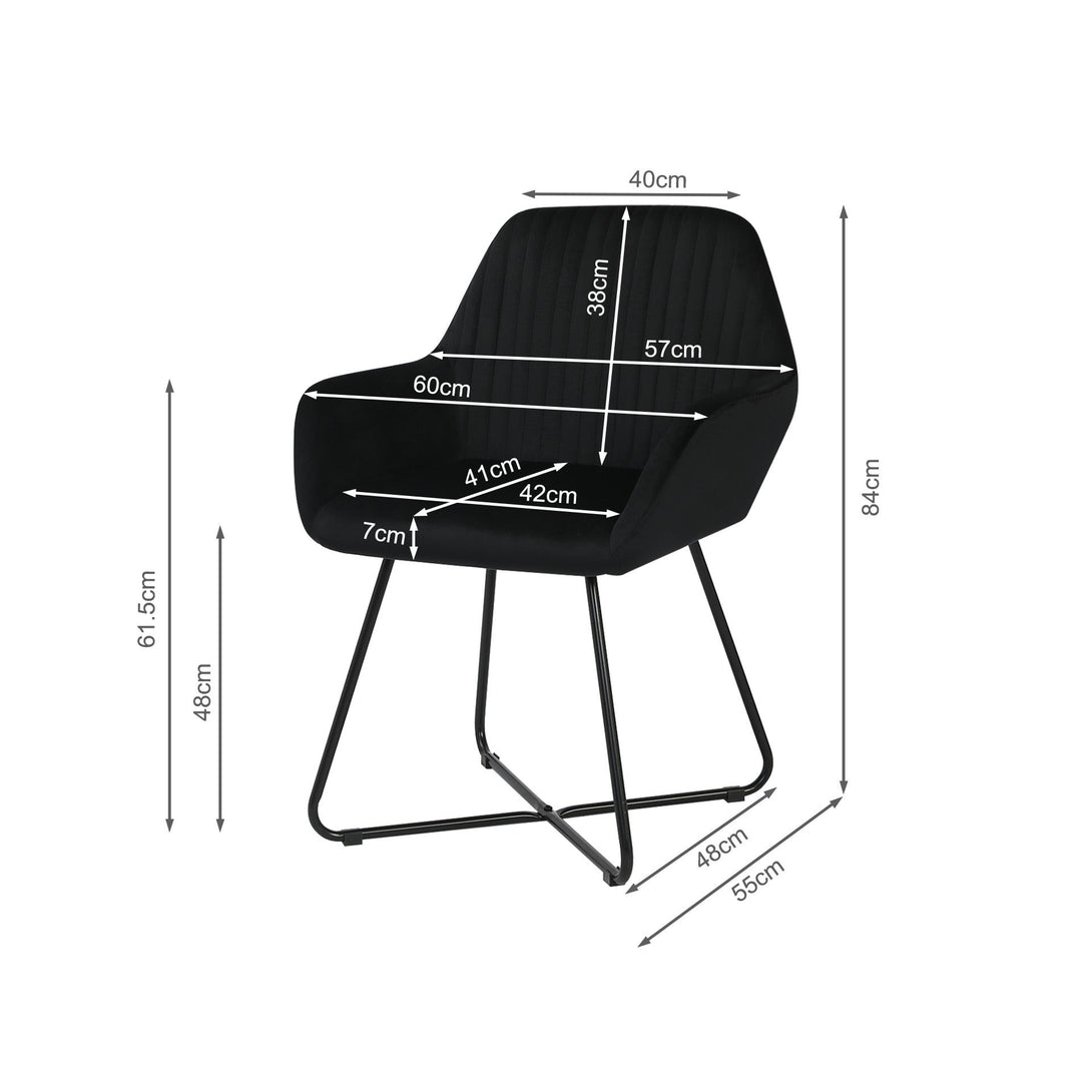 Jesus Velvet Upholstery Dining Chairs - Set of 2 - Black