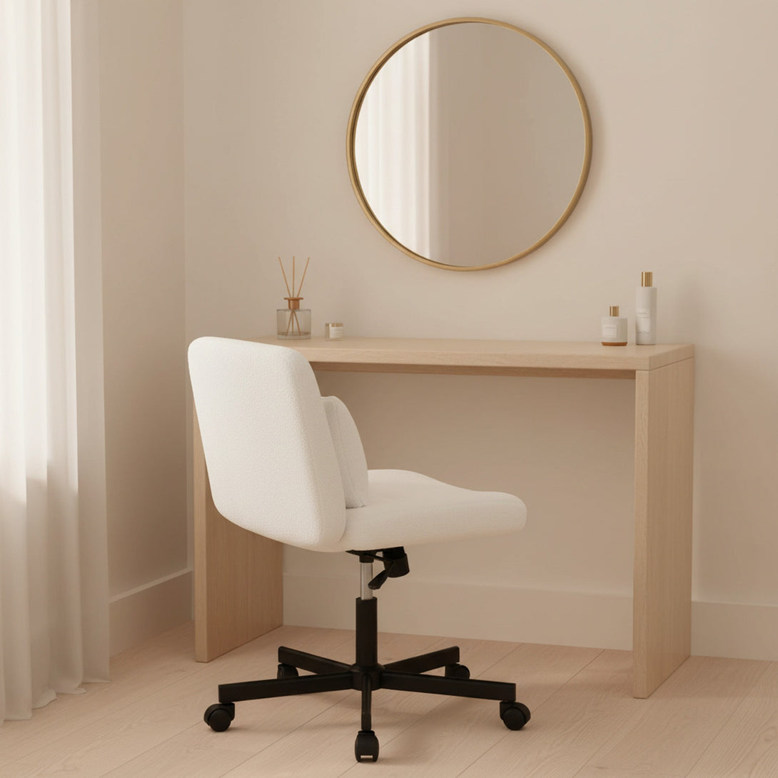 Aiden Swivel Office Chair with Lumbar Cushion - White