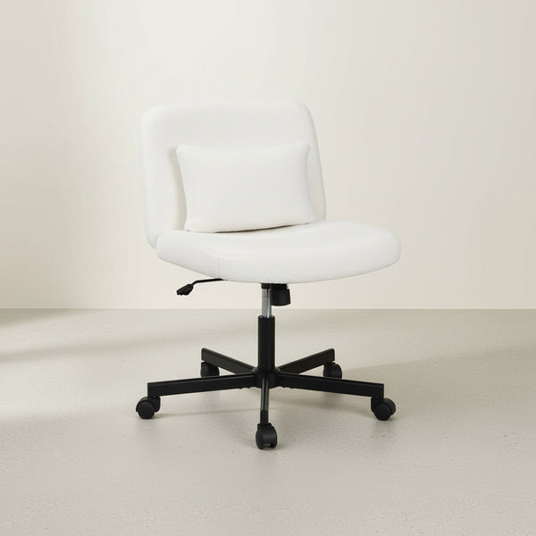 Aiden Swivel Office Chair with Lumbar Cushion - White