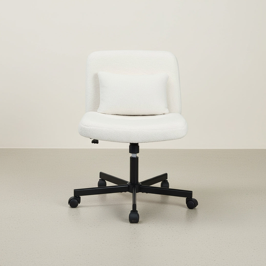 Aiden Swivel Office Chair with Lumbar Cushion - White