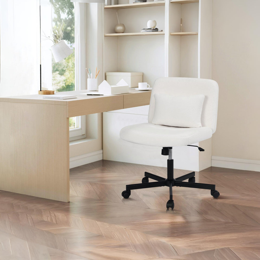 Aiden Swivel Office Chair with Lumbar Cushion - White