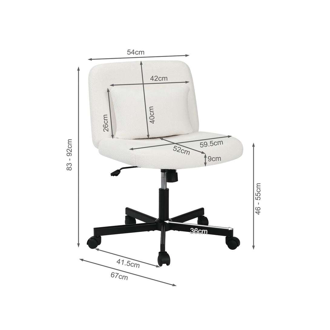 Aiden Swivel Office Chair with Lumbar Cushion - White