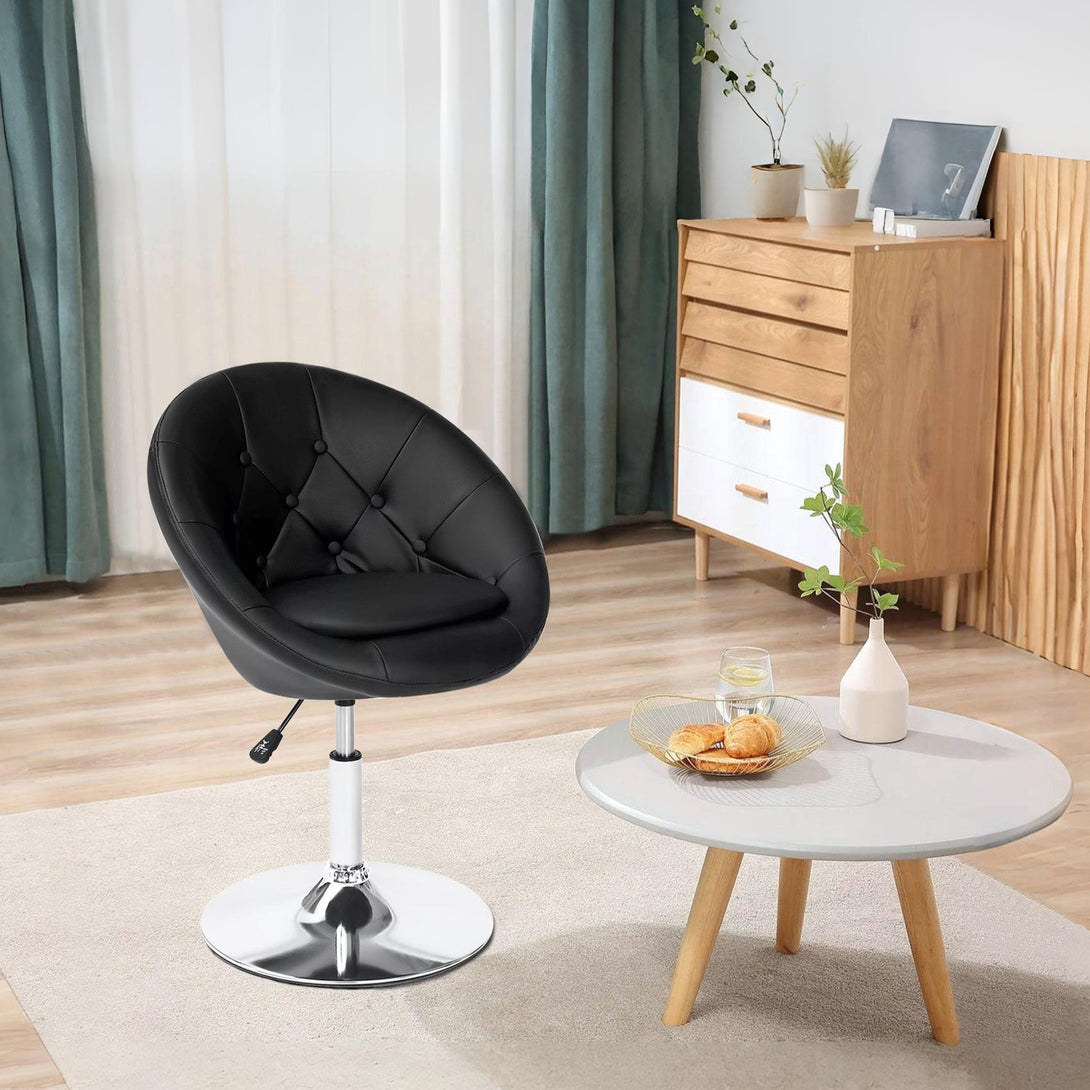 Iva PU Leather Swivel Bar Stool - Black