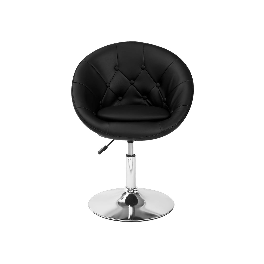 Iva PU Leather Swivel Bar Stool - Black