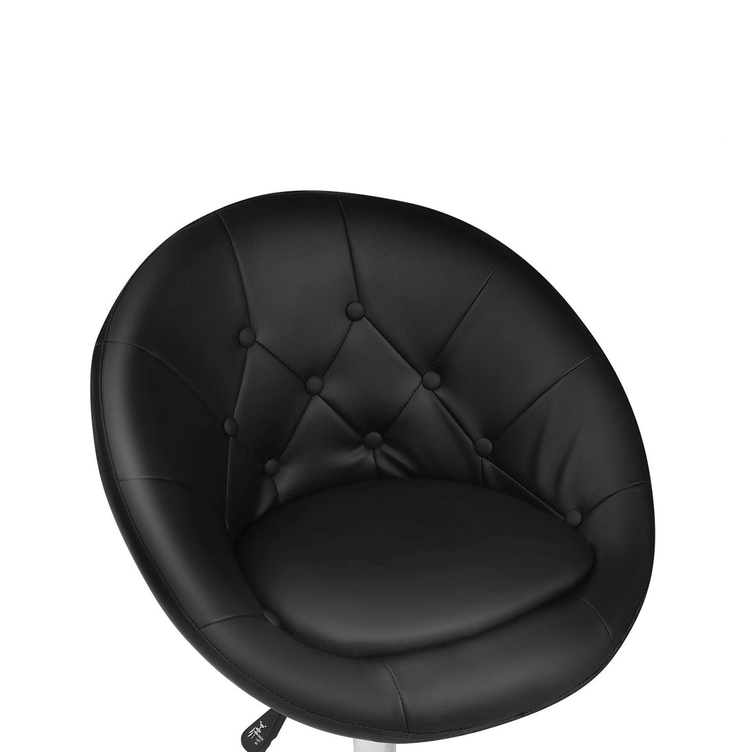Iva PU Leather Swivel Bar Stool - Black