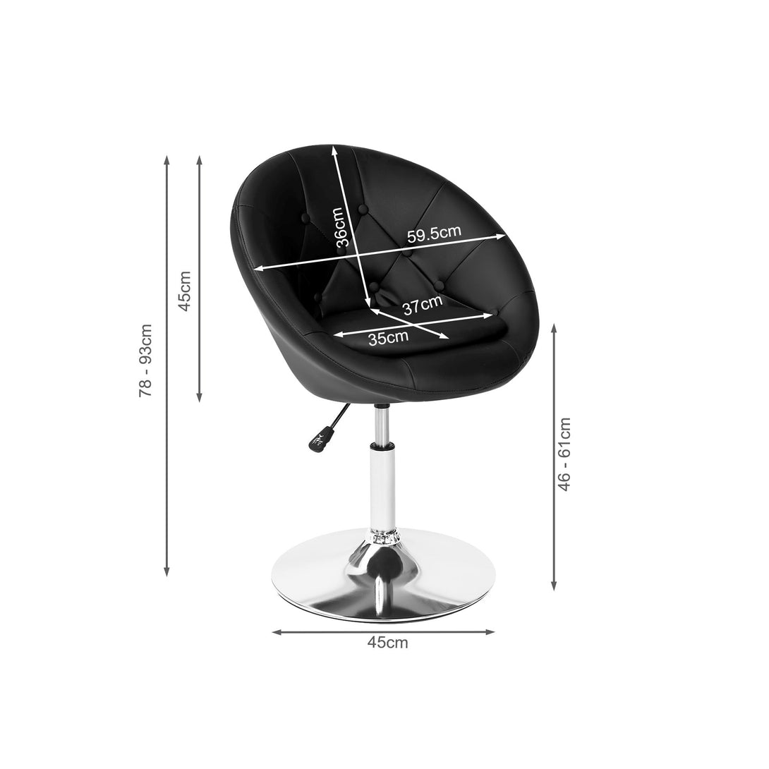 Iva PU Leather Swivel Bar Stool - Black