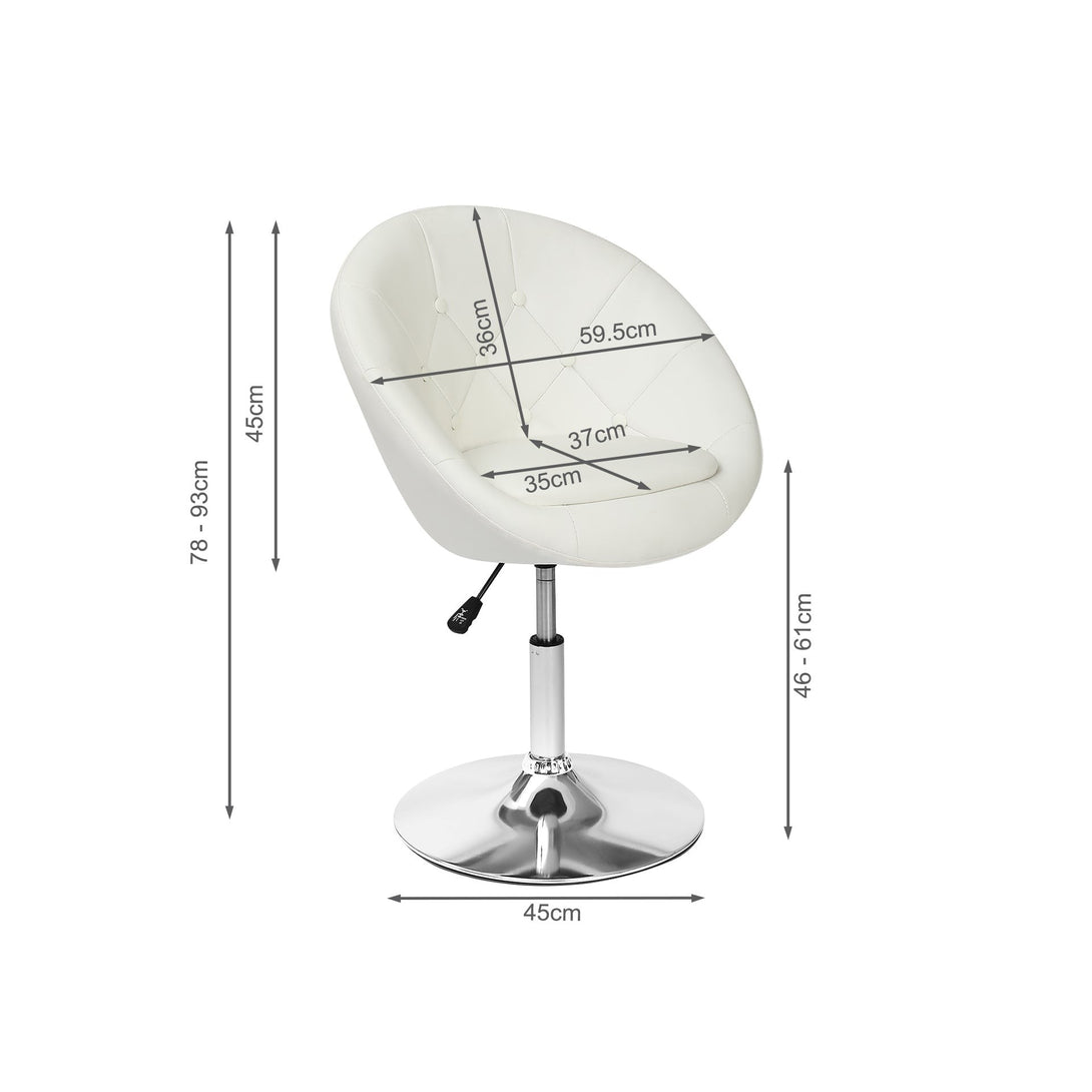 Iva PU Leather Swivel Bar Stool - Set of 2 - White