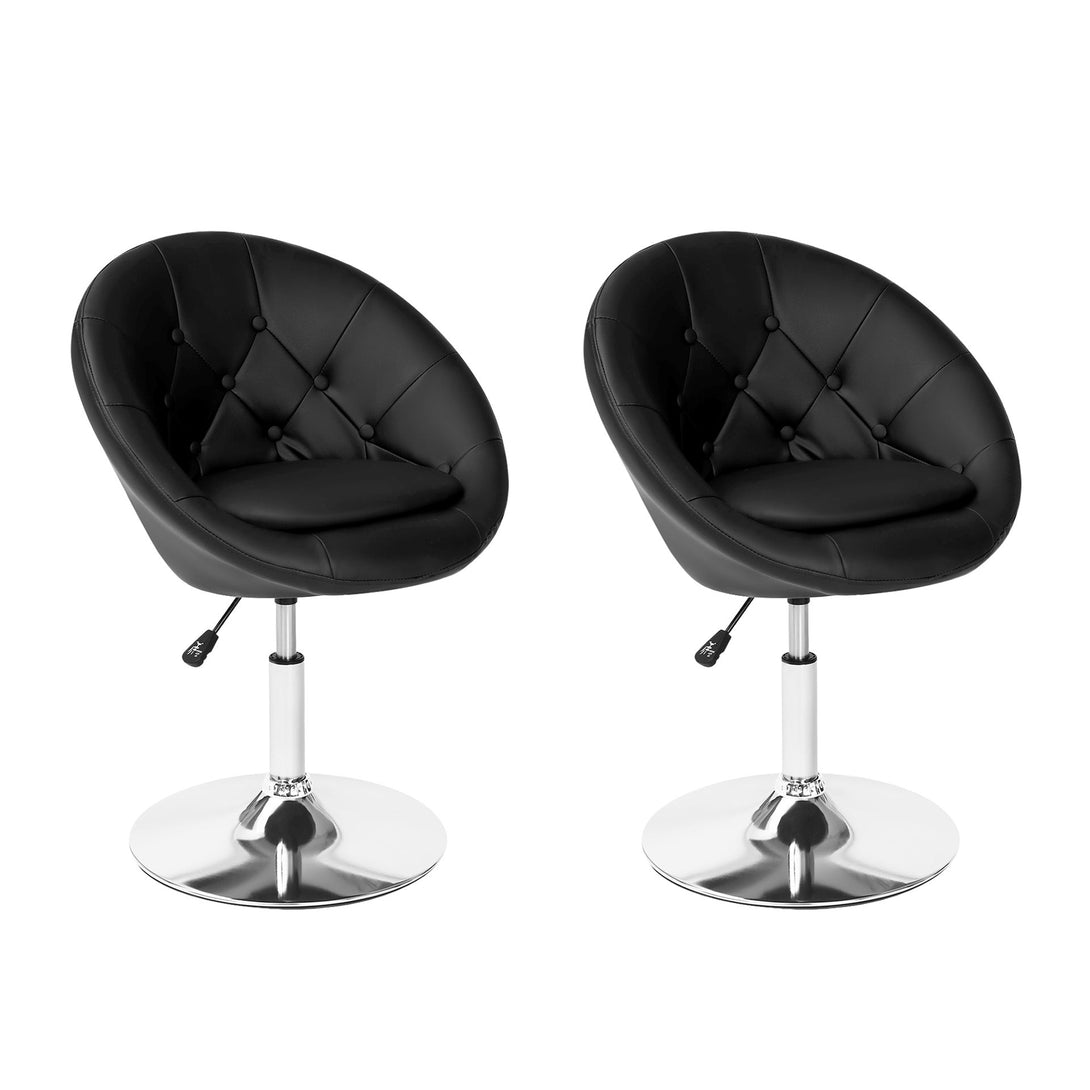 Iva PU Leather Swivel Bar Stool - Set of 2 - Black
