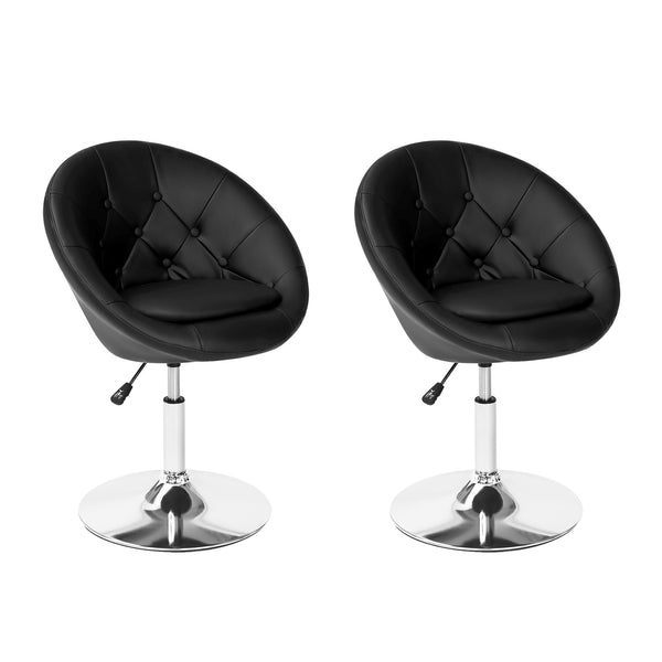 Iva PU Leather Swivel Bar Stool - Set of 2 - Black