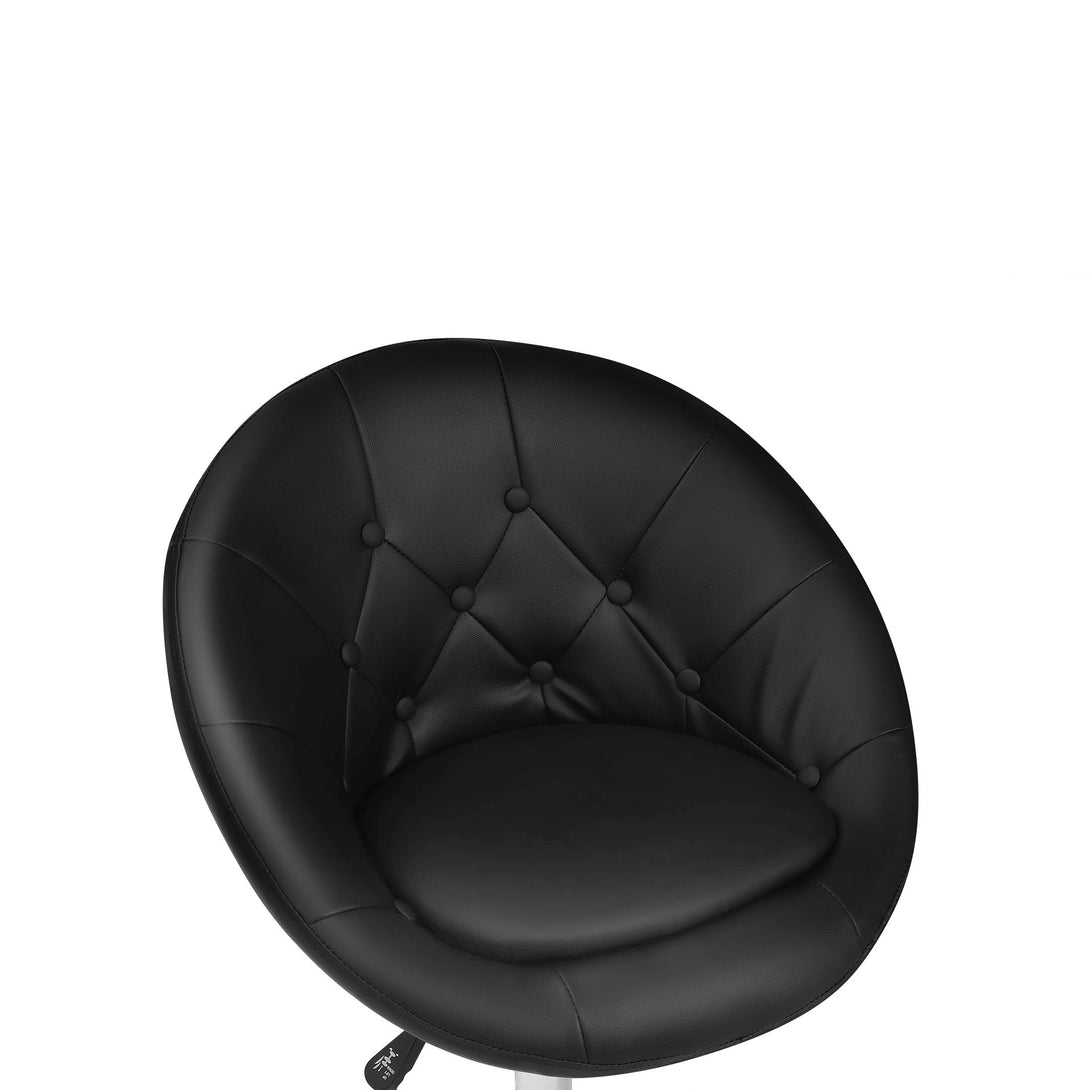 Iva PU Leather Swivel Bar Stool - Set of 2 - Black