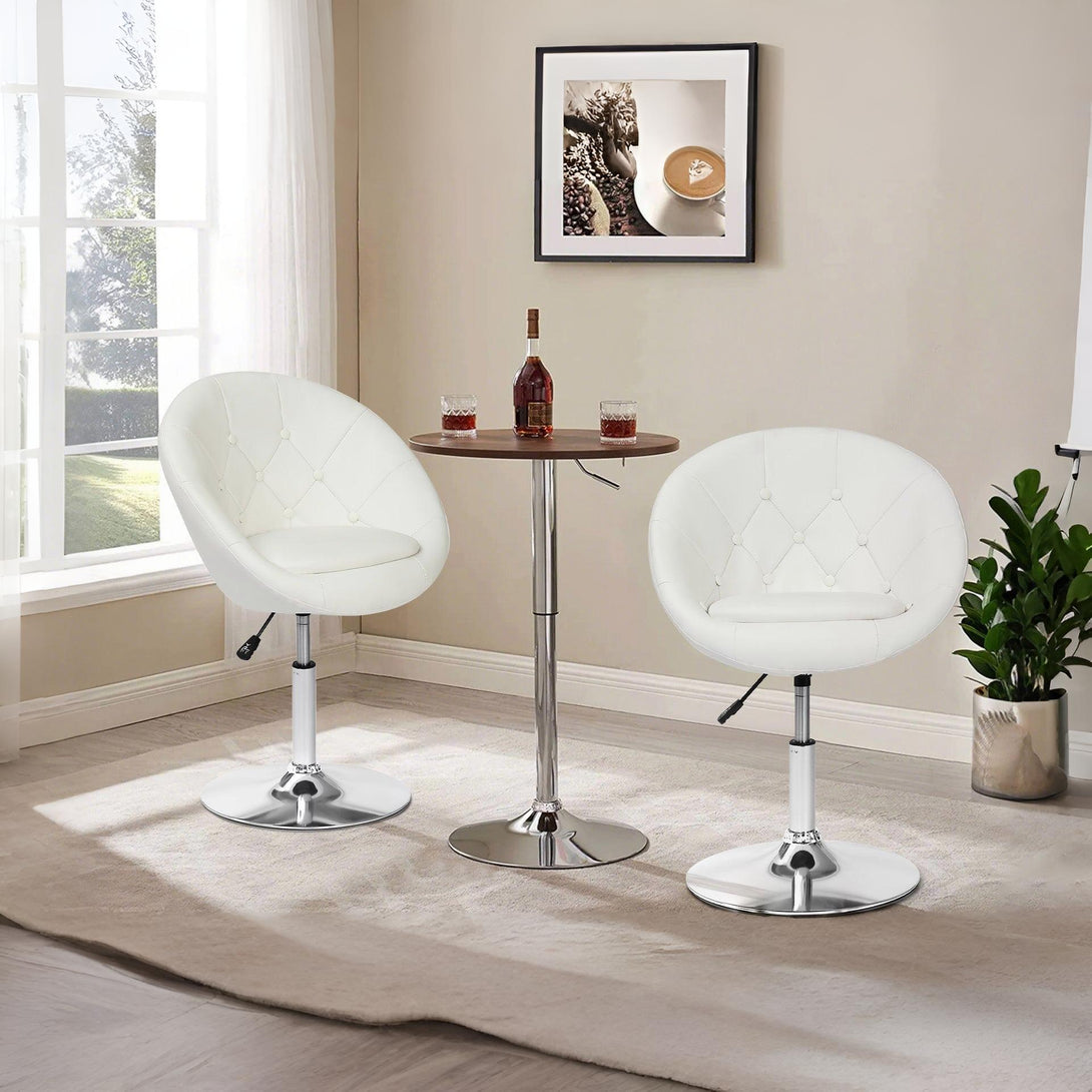 Iva PU Leather Swivel Bar Stool - Set of 2 - White