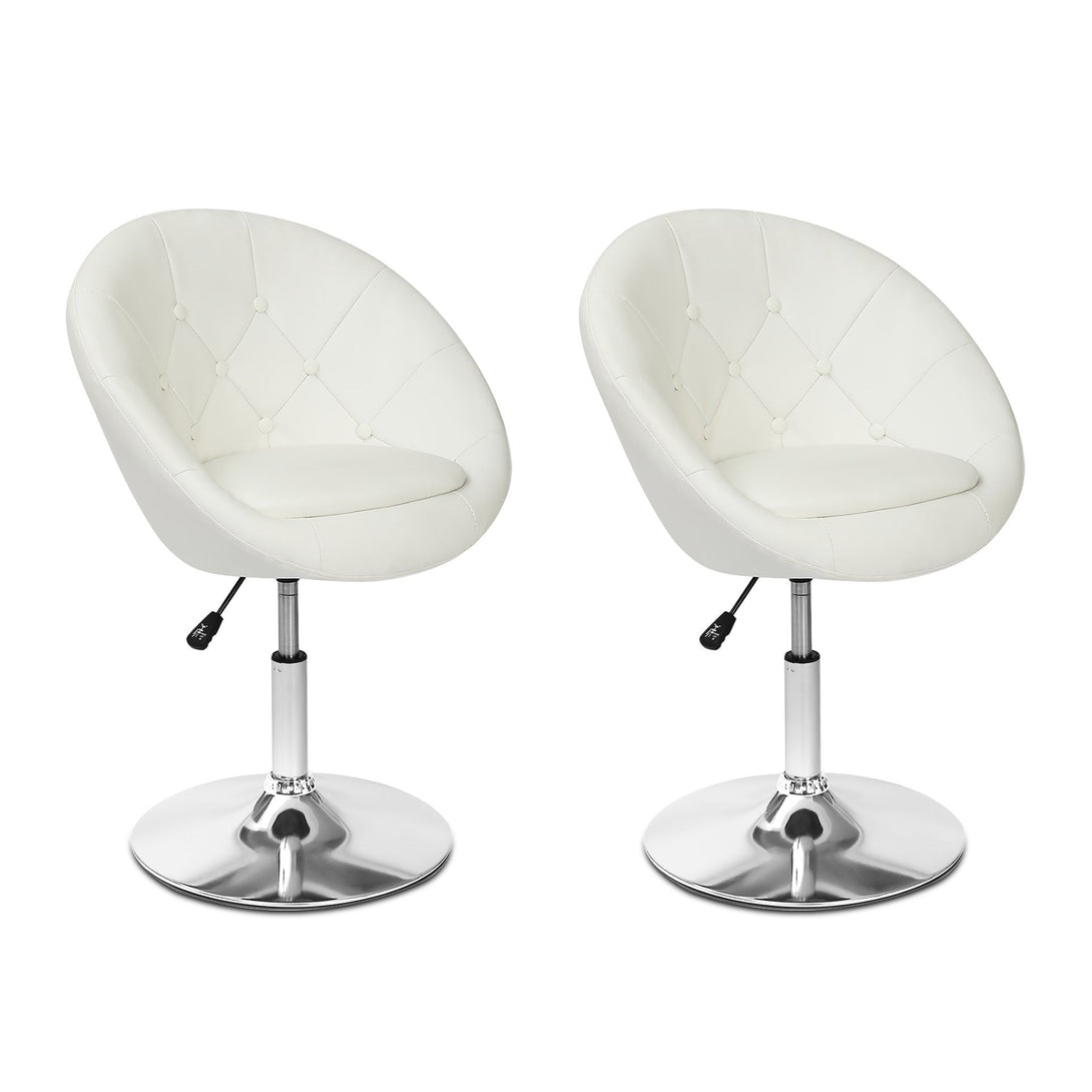 Iva PU Leather Swivel Bar Stool - Set of 2 - White