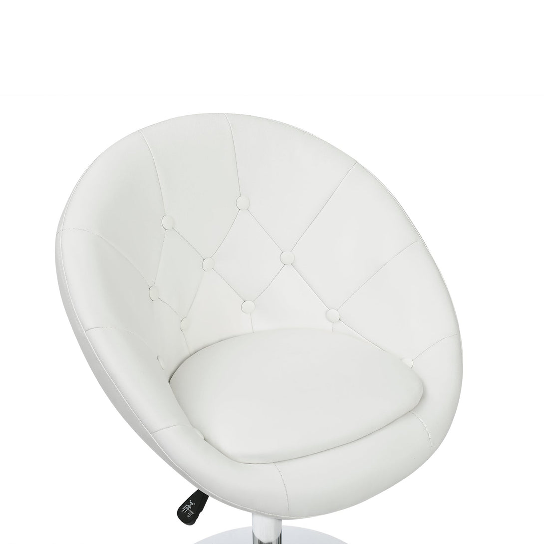 Iva PU Leather Swivel Bar Stool - Set of 2 - White