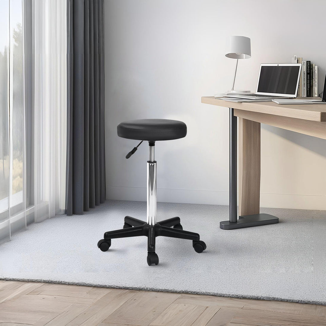 Rae Office Stool with PU Leather - Black (0.031m3 - 5kg)