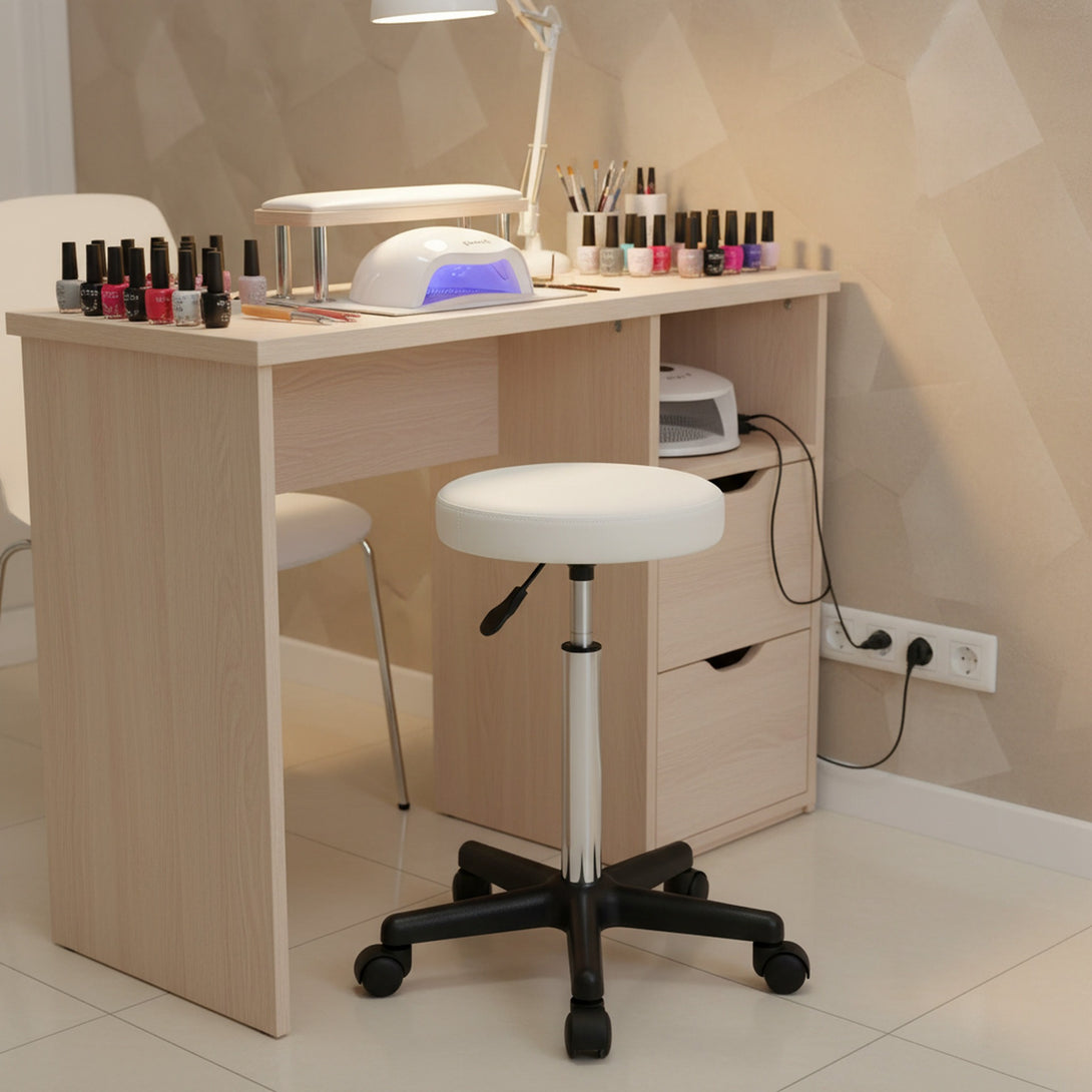 Rae Office Stool with PU Leather - White